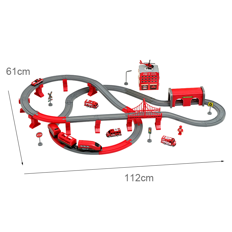 Toy Train Track Set - DIY พลาสติกสีแดงรถไฟชุดใช้งานร่วมกับแบรนด์หลักของเล่นเด็กรถไฟของเล่นแผนที่อุปกรณ์เสริมเด็กของขวัญ PD56