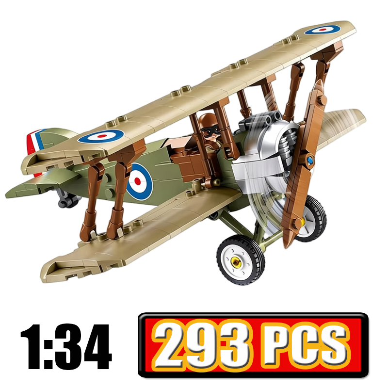 Kids Toys Uk - ชุดตัวต่อแบบคลาสสิก เครื่องบินรบสองปีก F.1 โซวิธ คาเมล ของอังกฤษ