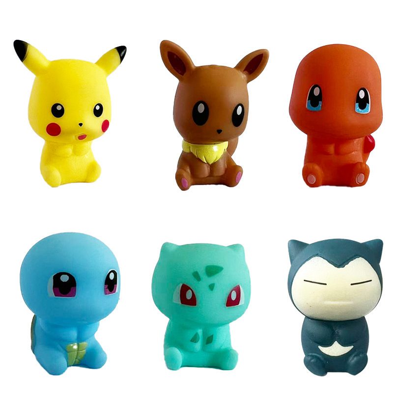 Kids Toys 3 Year Old - 6 ชิ้นโปเกมอนของเล่นอาบน้ำปิกาจู บูลบาซอร์ ชาร์แมนเดอร์ สควิร์เทิล อีวี