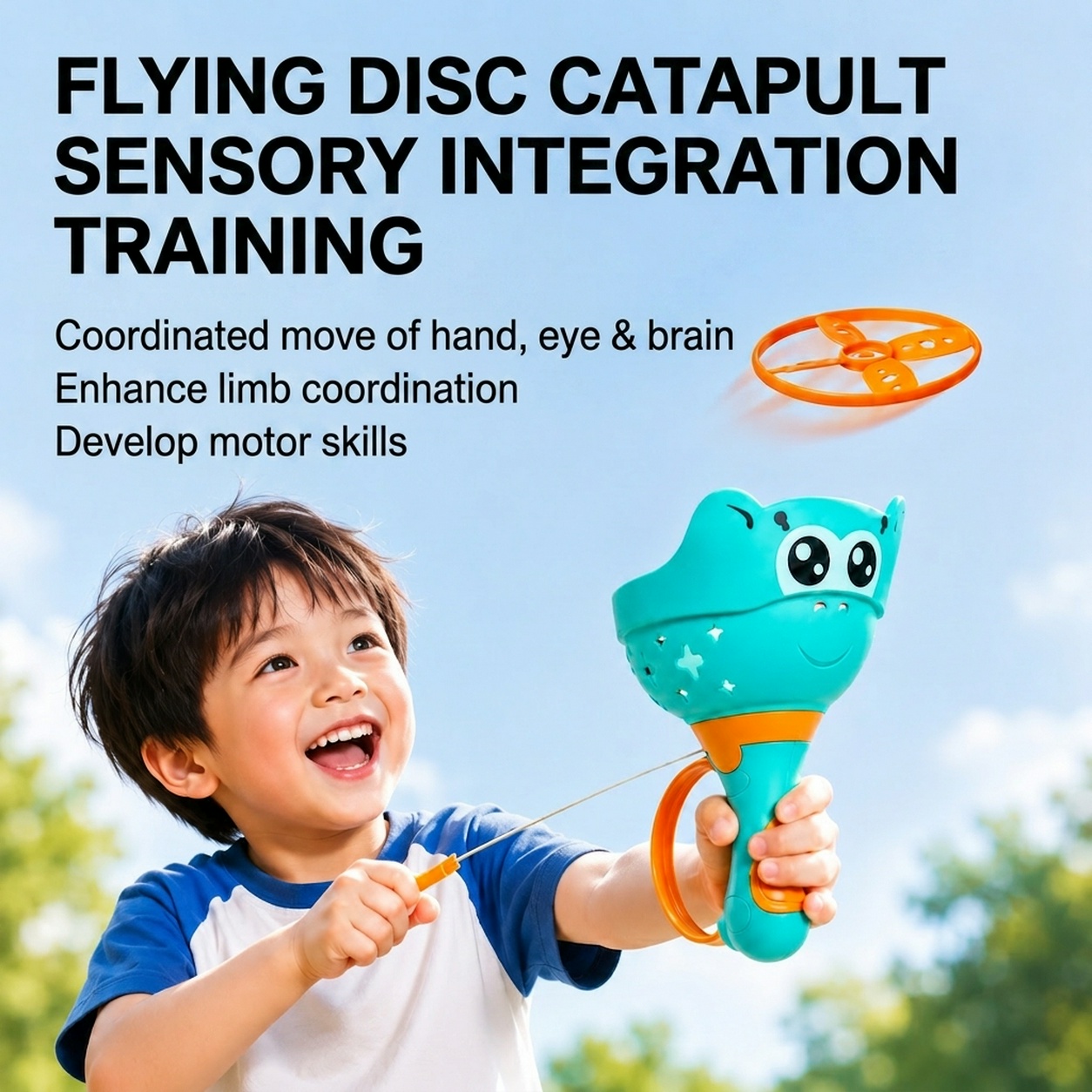 Catapult Launcher Toy - ของเล่นเครื่องยิงจานบิน Mquduo สำหรับเด็ก, เกมกีฬากลางแจ้งแบบดึงและบิน, ของเล่นฝึกการประสานมือและตา