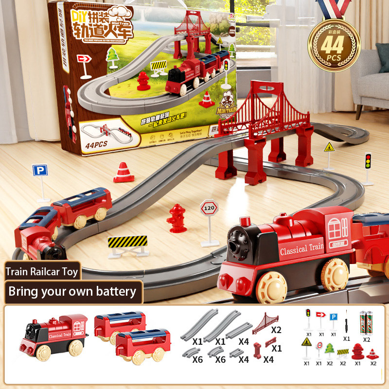 Toy Train Track Set - ชุดรางรถไฟไฟฟ้า 44 ชิ้น/ชุด ของเล่นประกอบรางรถไฟ รถของเล่นเด็กผู้ชาย ของเล่นเสริมพัฒนาการ