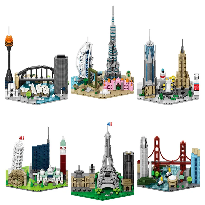 Kids Toys Dubai - ตัวต่อบล็อกอาคาร วิวถนนเมืองฝรั่งเศส ดูไบ หอคอยกวางโจว ทิวทัศน์เซี่ยงไฮ้ ของเล่น