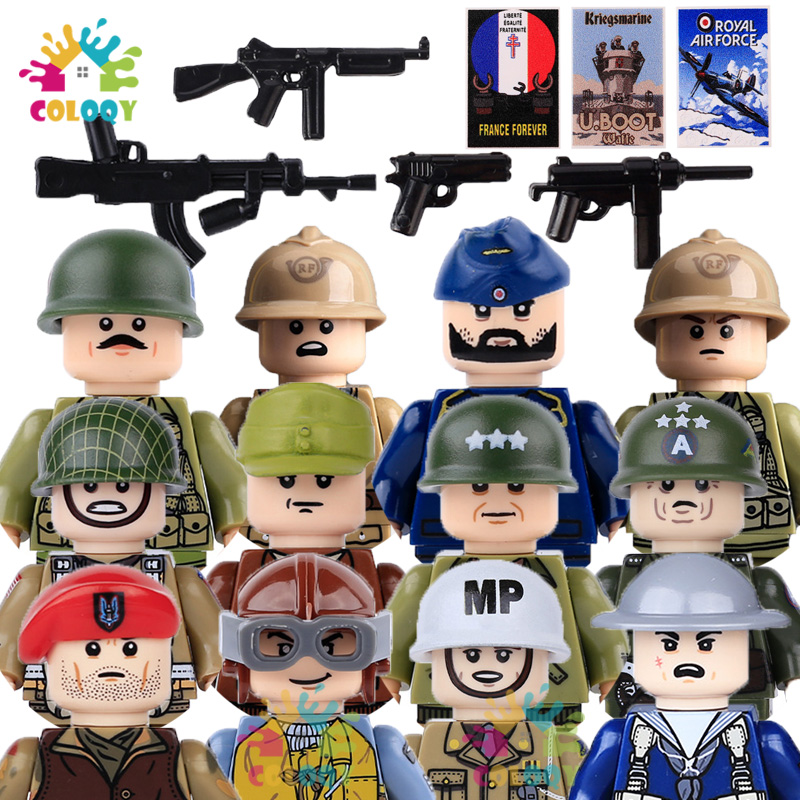 Kids Toys Uk - ของเล่นเด็กใหม่ ตัวต่อทหารสงครามโลกครั้งที่ 2 โซเวียต สหรัฐอเมริกา ฝรั่งเศส
