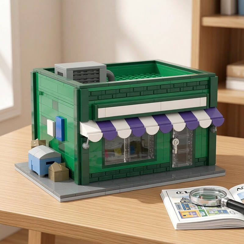 Kids Toys Stores - ตัวต่อ MOC ร้านค้าขนาดเล็กแบบโมดูลาร์ หุ่นยนต์ ดันเจี้ยน ร้านขายการ์ดเบสบอล