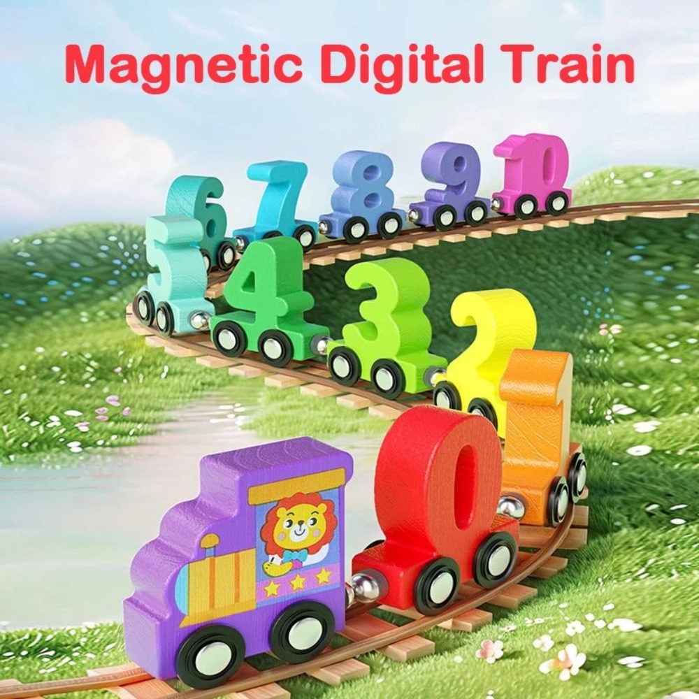 Toy Train Track Set - ชุดรถไฟของเล่นดิจิตอล 1 ชุด หมายเลข 0-10 สีสันสดใส