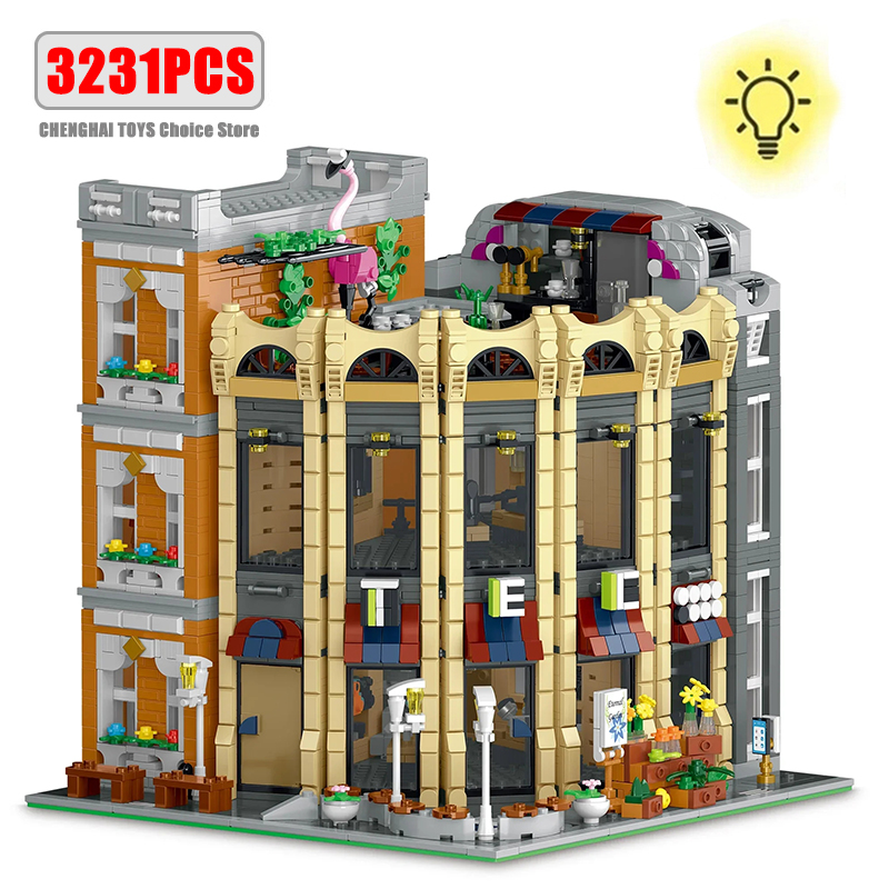 Kids Toys Stores - ตัวต่อสร้างสรรค์ 3231 ชิ้น ร้านค้ามุมโค้งสไตล์ยุโรป ชุดตัวต่อโมเดลอาคารเมือง ของเล่นเด็ก