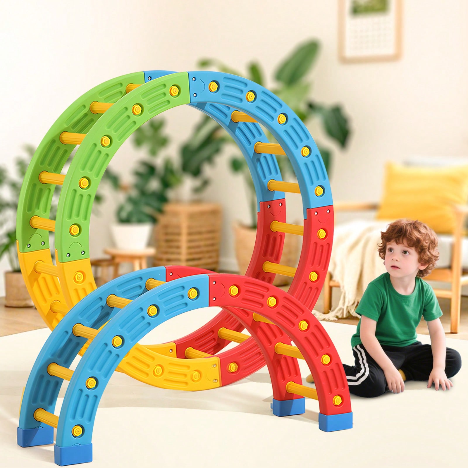 Kids Toys 2 Year Old - ของเล่นปีนป่ายสำหรับเด็กเล็กแบบพับได้ 2-in-1 รุ่น GCCSJ – แหวนโยกทรง