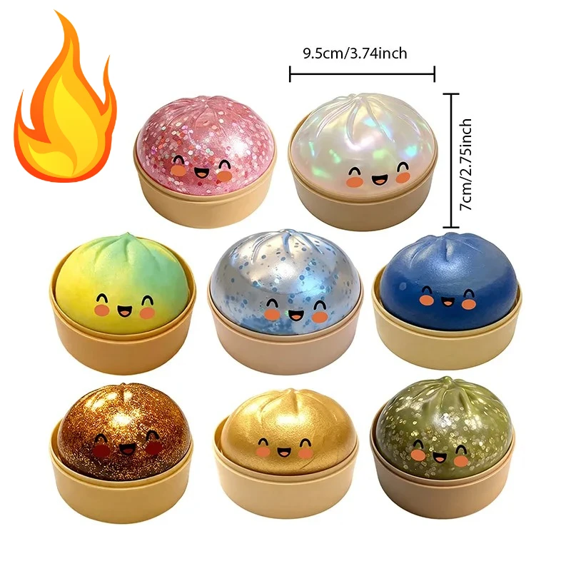 Kids Toys Dumplings - ลูกบอลบีบลดความเครียด รูปทรงเกี๊ยว แบบจำลอง ฟื้นตัวช้า นุ่มนิ่ม ของตกแต่งบ้าน