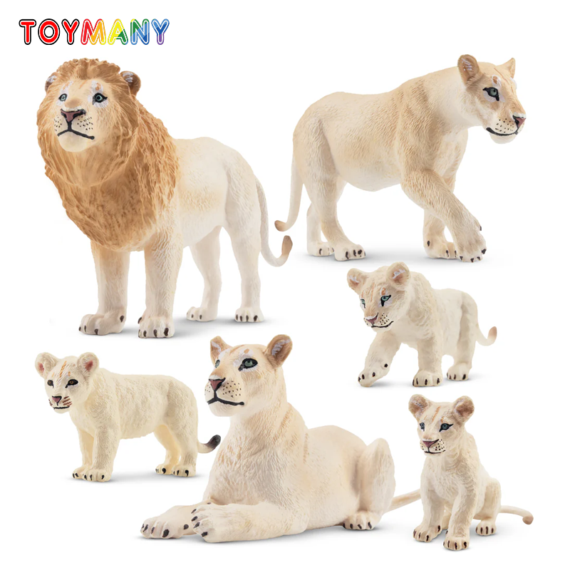 Kids Toys Under $5 - 6 ชิ้นจําลอง White Lion ครอบครัวสัตว์ของเล่น Mini