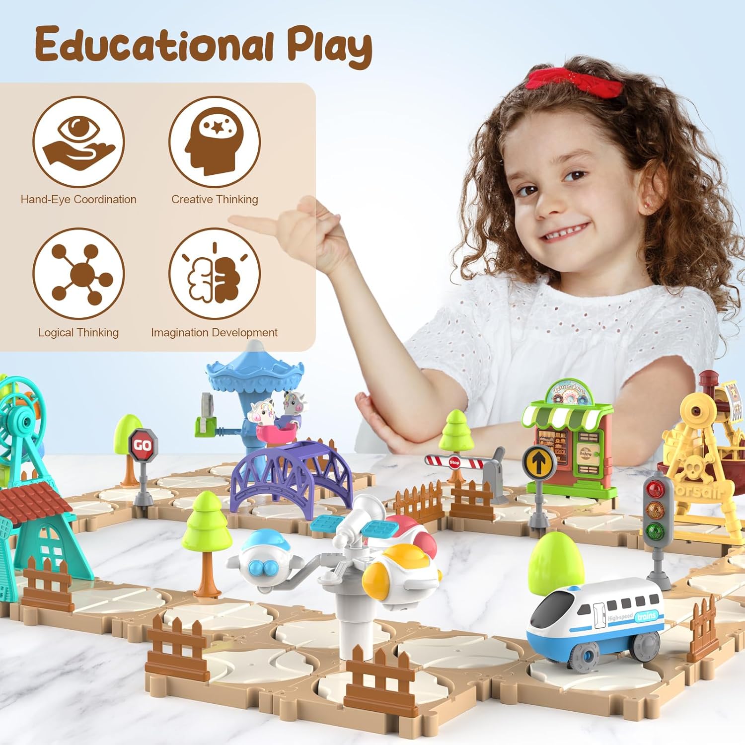 ชุดรถรางปริศนา DIY ประกอบเอง ฉ - Toy Train Track Set บทวิจารณ์และราคา