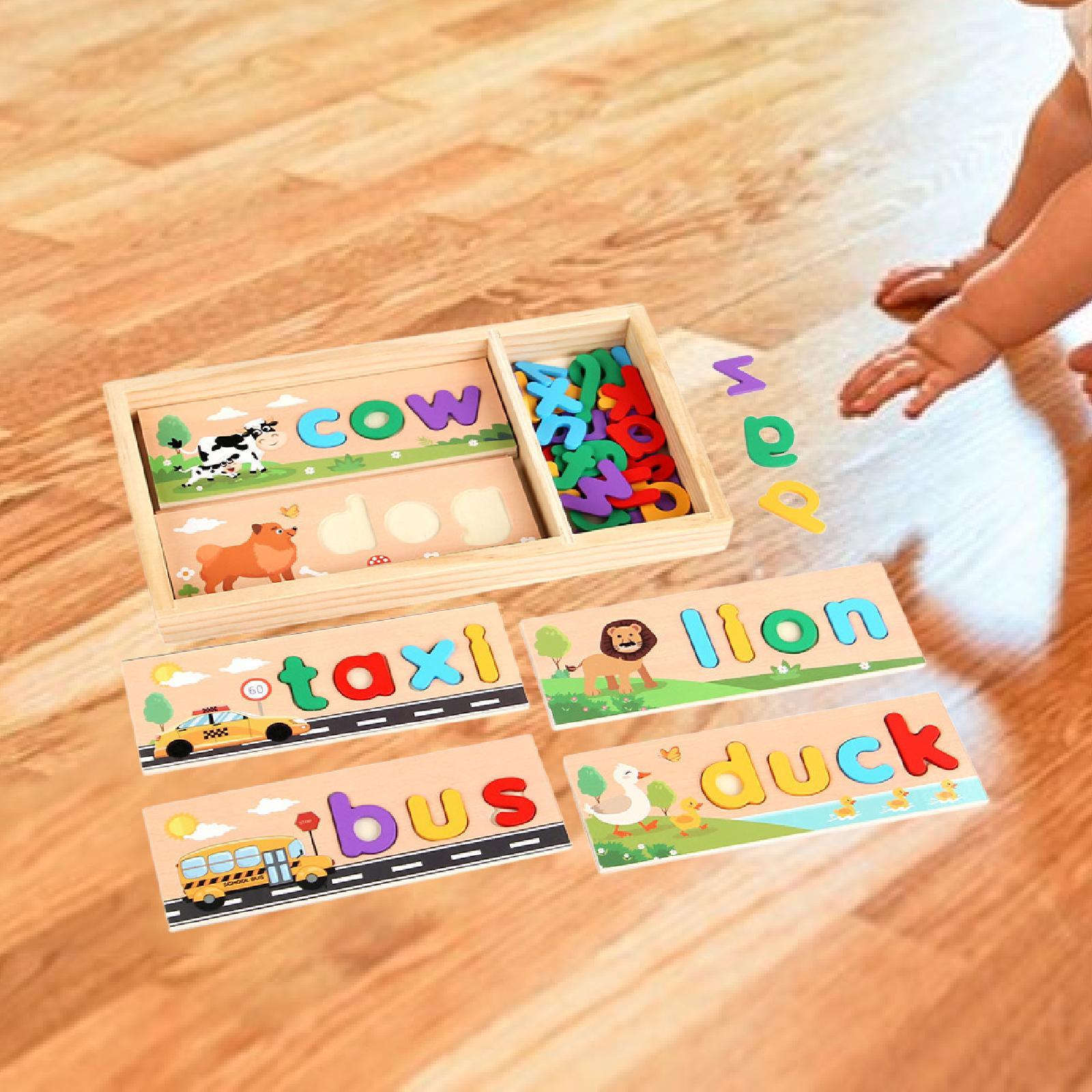 ของเล่นไม้ฝึกสะกดคำพร้อมกล่องเ - Kids Toys 2 Year Old บทวิจารณ์และราคา