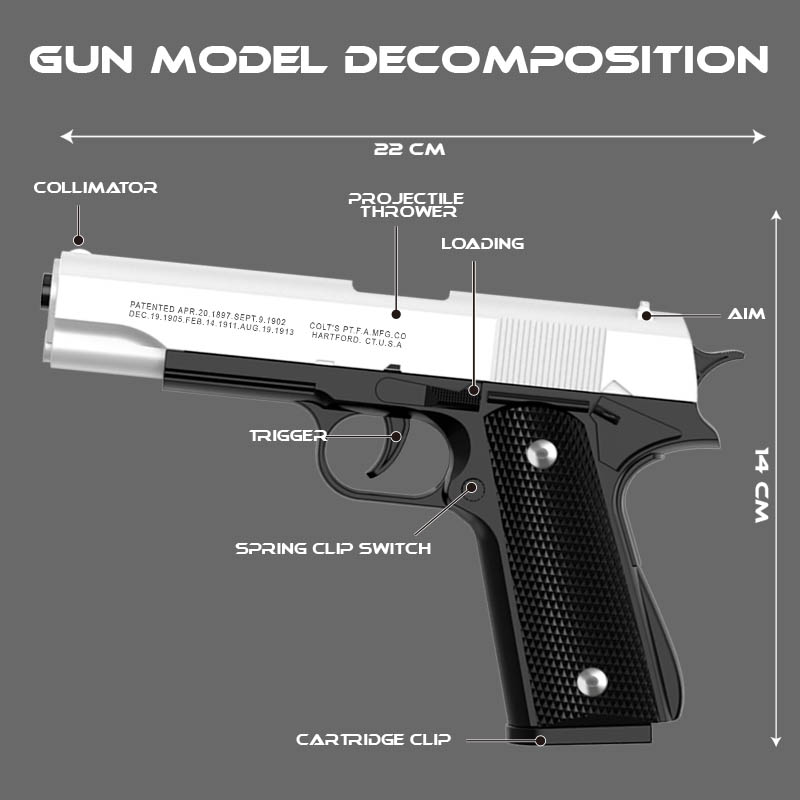M1911 Colt ของเล่น Gunman ปืน, - Catapult Launcher Toy บทวิจารณ์และราคา
