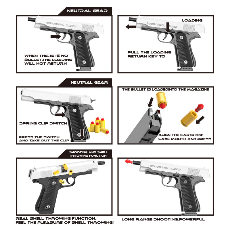 M1911 Colt ของเล่น Gunman ปืน, - Catapult Launcher Toy บทวิจารณ์และราคา