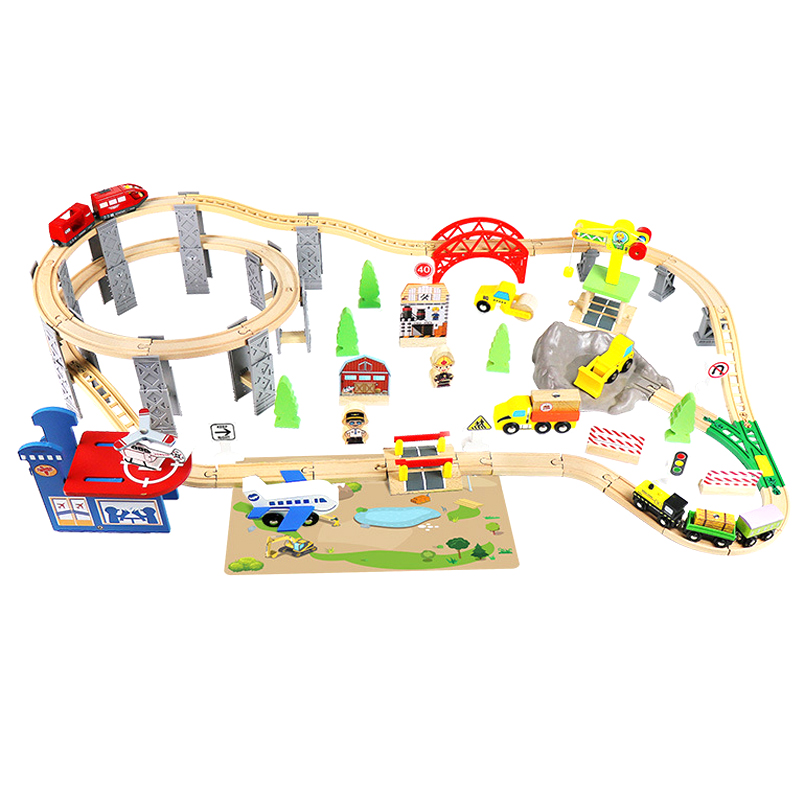 รถไฟไม้เกลียว Viaduct แหวนชุดร - Toy Train Track Set บทวิจารณ์และราคา