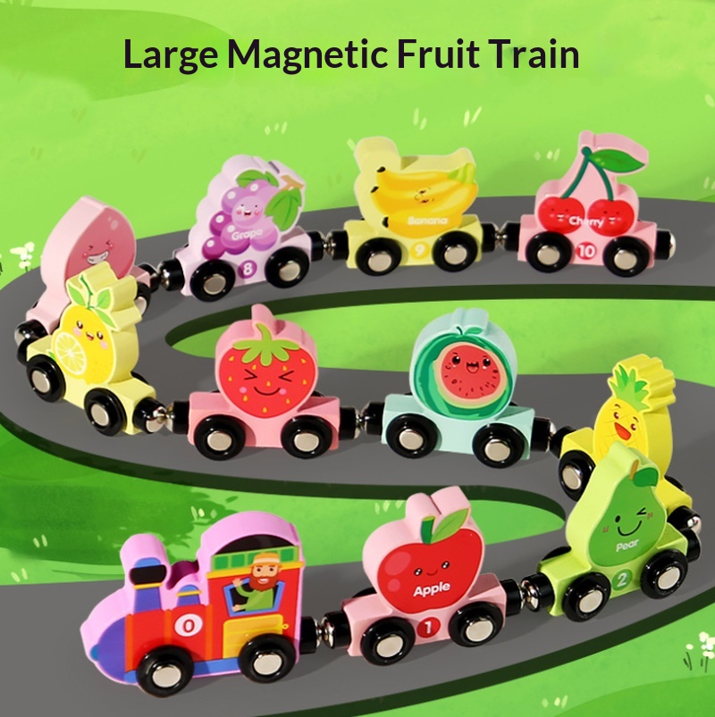 รถไฟผลไม้แม่เหล็กไม้สำหรับเด็ก - Toy Train Track Set บทวิจารณ์และราคา
