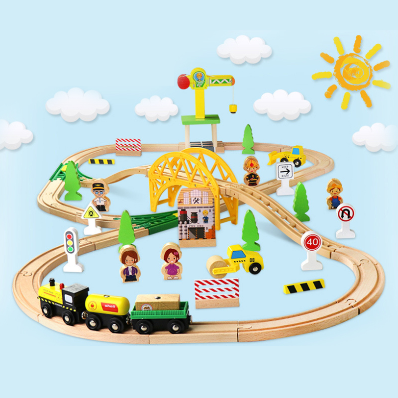 ชุดรางรถไฟไม้ วงแหวนทางหลวง ชุ - Toy Train Track Set บทวิจารณ์และราคา